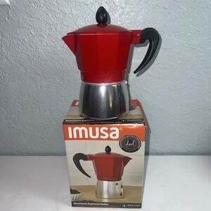Imusa Red Aluminum Stovetop 3-cup Classic Italian and Cuban Espresso Maker